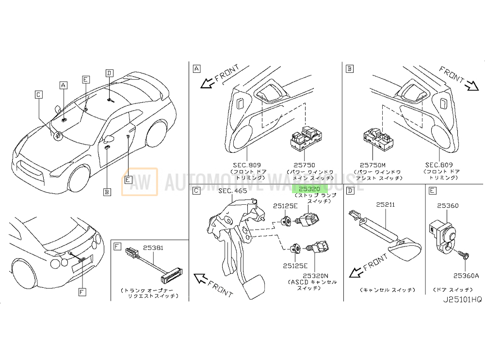 Nissan Brake Pedal Switch – P/N 25320-AX00C – Automotive Warehouse